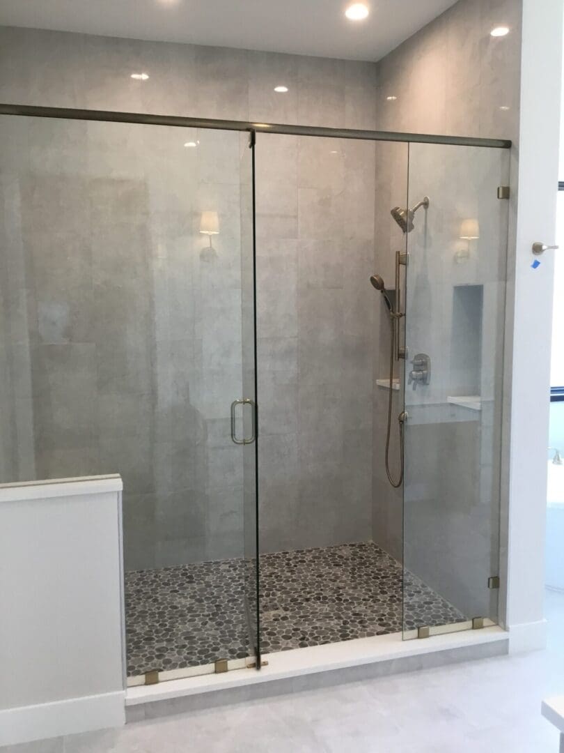 shower area with glass walls